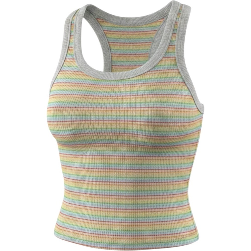 Aerie PRIDE‎ Rainbow Striped Ribbed Crop Tank Top Large Pride